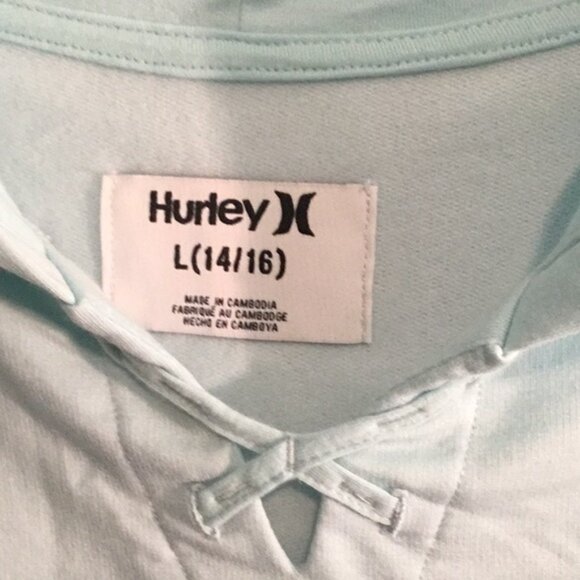 Hurley Sky Blue Hoodie with Tropical Graphic - Picture 3 of 8